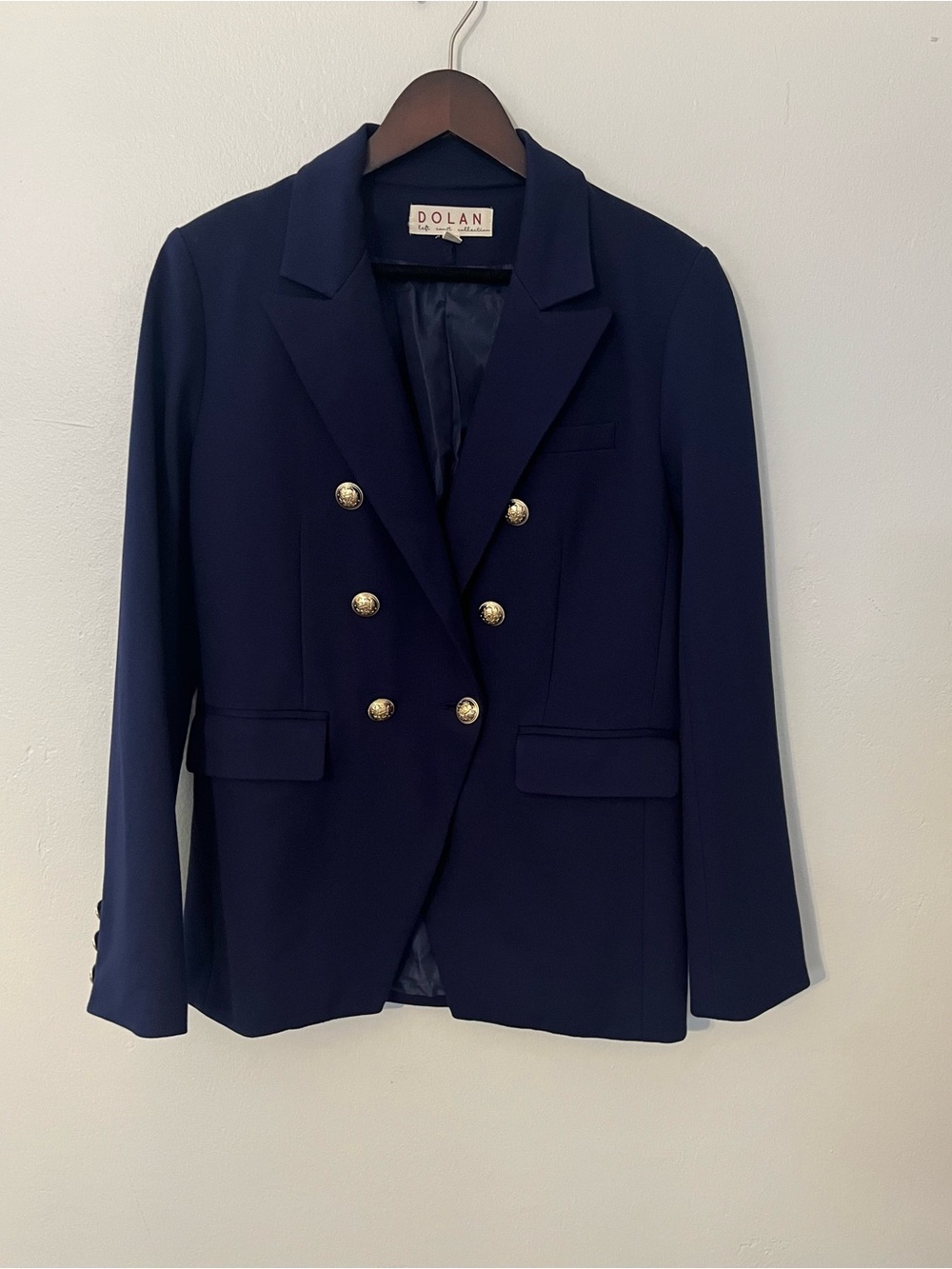 Anthropologie Dolan Navy Ponte Military Blazer Gold Buttons S - Picture 2 of 16